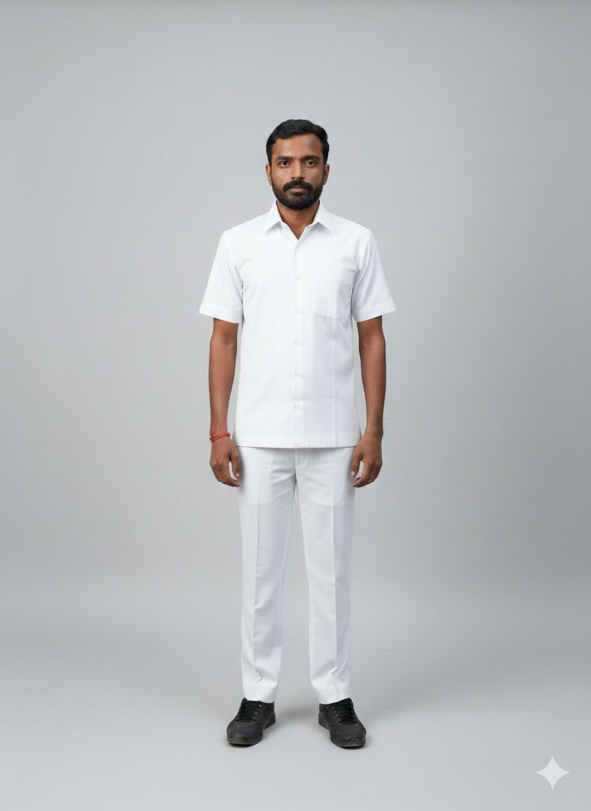 White Men's Safari Suit for Drivers / Cook / Security / PSO Guards