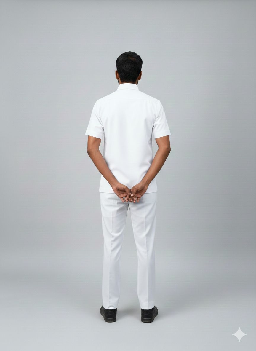 White Men's Safari Suit for Drivers / Cook / Security / PSO Guards