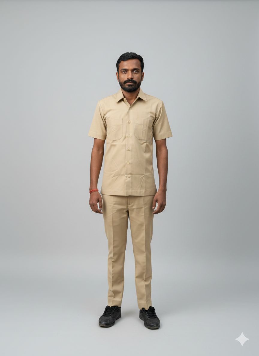 Beige Men's Safari Suit for Drivers / Cooks / Security / PSO Guards